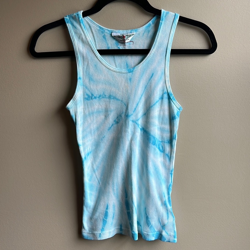 Hard Tail blue tie dye ribbed tank top